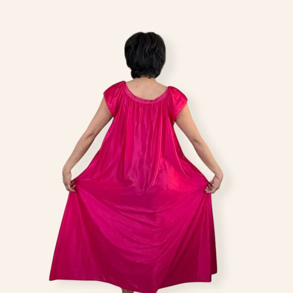 Pink fuchsia full length sleeping dress size large nightgown - Picture 2 of 6